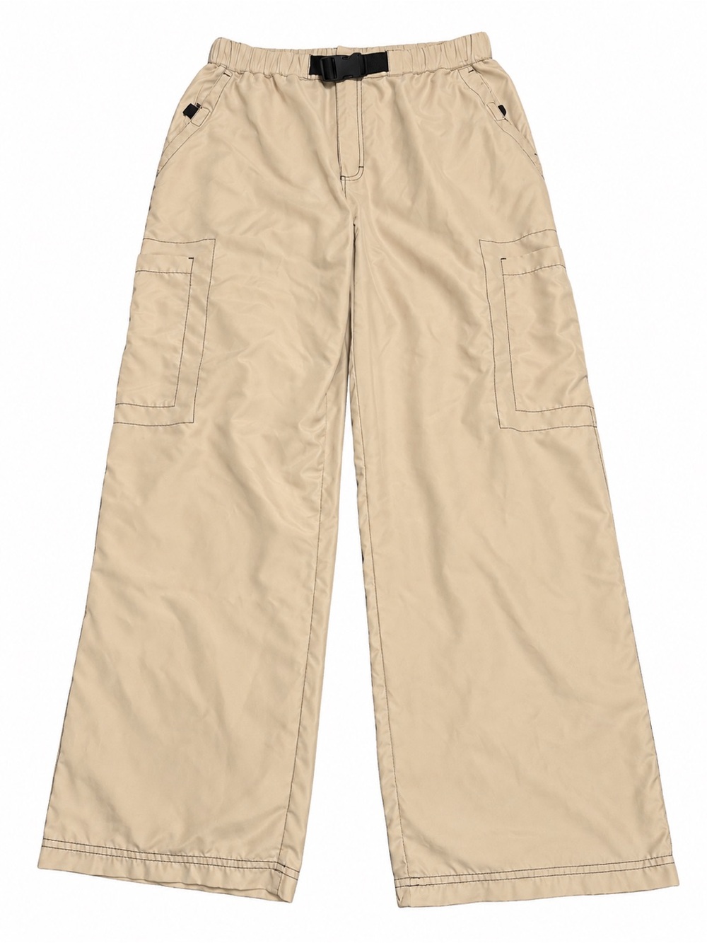 Old Navy Men’s XL Beige Cargo Pants Wide Leg Utility Adjustable Buckle Waist